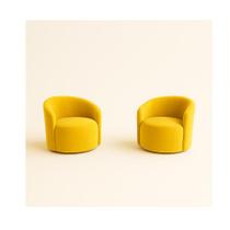 Kit 02 Poltronas Curva Orgânica Nature Gaia Suede Amarelo - Montanaris Decor