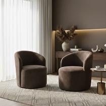 Kit 02 Poltronas Curva Orgânica Nature Gaia Veludo Marrom - Montanaris Decor