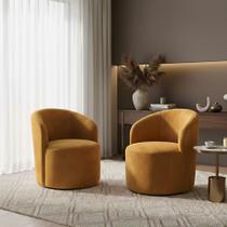 Kit 02 Poltronas Curva Orgânica Nature Gaia Veludo Mostarda - Montanaris Decor