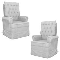 Kit 02 Poltronas de Amamentação e Descanso Com Balanço Laís G05 Linho Cinza Claro - Mpozenato