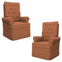 Kit 02 Poltronas de Amamentação e Descanso Com Balanço Laís G05 Veludo Terracota - Mpozenato Kit 02 Poltronas de Amamentação e Descanso Com Balanço Laís G05 Veludo Terracota - Mpozenato