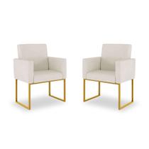 Kit 02 Poltronas Decorativa 13 Cores Base Ferro Dourado