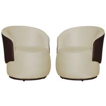 Kit 02 Poltronas Decorativa Beatriz Confortáveis Tecido Suede Mesclado em material sintético Marrom - Estopar