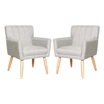 Kit 02 Poltronas Decorativa Cecília Linho Várias Cores - DS Estofados Kit 02 Poltronas Decorativa Cecília Linho Várias Cores - DS Estofados