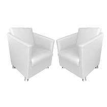 Kit 02 Poltronas Decorativa e Escritório Tilla Plus material sintético Branco - DS Móveis Kit 02 Poltronas Decorativa e Escritório Tilla Plus material sintético Branco - DS Móveis