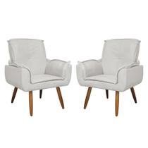 Kit 02 Poltronas Decorativa Emília Plus Suede Várias Cores - Ds Estofados