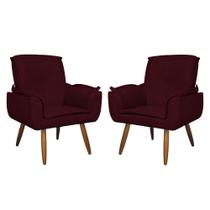 Kit 02 Poltronas Decorativa Emília Plus Suede Várias Cores - Ds Estofados