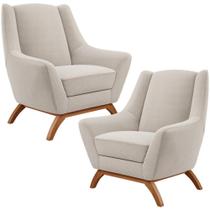 Kit 02 Poltronas Decorativa Fixa Base De Madeira Castanho Juliet D02 Bouclê Creme B-54 - Lyam Decor Kit 02 Poltronas Decorativa Fixa Base De Madeira Castanho Juliet D02 Bouclê Creme B-54 - Lyam Decor