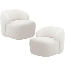 Kit 02 Poltronas Decorativa Fixa Orgânica Para Sala Living Barolo L06 Bouclê Branco - Lyam Decor