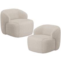 Kit 02 Poltronas Decorativa Fixa Orgânica Para Sala Living Barolo L06 Linho Bege - Lyam Decor Kit 02 Poltronas Decorativa Fixa Orgânica Para Sala Living Barolo L06 Linho Bege - Lyam Decor