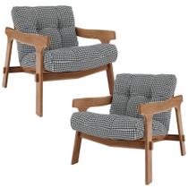 Kit 02 Poltronas Decorativa Fixa Para Sala Living Ikary L02 Canela Pied Poule - Lyam Decor Kit 02 Poltronas Decorativa Fixa Para Sala Living Ikary L02 Canela Pied Poule - Lyam Decor