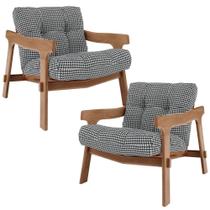 Kit 02 Poltronas Decorativa Fixa Para Sala Living Ikary L02 Canela Pied Poule - Lyam Decor