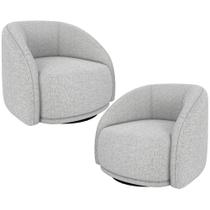 Kit 02 Poltronas Decorativa Giratória Angelina M03 Linho Cinza Claro - Lyam Decor Kit 02 Poltronas Decorativa Giratória Angelina M03 Linho Cinza Claro - Lyam Decor