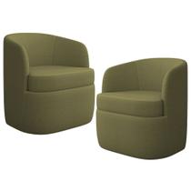 KIT 02 Poltronas Decorativa Giratória Para Sala de Estar Siena K01 Bouclê Verde - Lyam Decor KIT 02 Poltronas Decorativa Giratória Para Sala de Estar Siena K01 Bouclê Verde - Lyam Decor