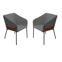 Kit 02 Poltronas Decorativa Jobim Pés De Ferro Preto Bouclé Cinza - Montanaris Decor Kit 02 Poltronas Decorativa Jobim Pés De Ferro Preto Bouclé Cinza - Montanaris Decor