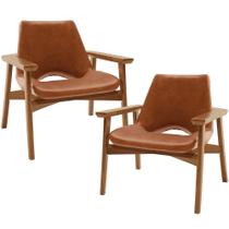 Kit 02 Poltronas Decorativa Living Base Madeira Becker L02 Courísimo Camel Kit 02 Poltronas Decorativa Living Base Madeira Becker L02 Courísimo Camel