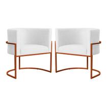 Kit 02 Poltronas Decorativa Luana Base Bronze Suede Cores - DS Estofados