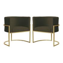 Kit 02 Poltronas Decorativa Luana Base em Metal Bronze Suede - MALTA DECOR