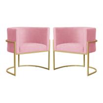 Kit 02 Poltronas Decorativa Luana Base em Metal Bronze Suede - MALTA DECOR