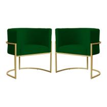 Kit 02 Poltronas Decorativa Luana Base em Metal Bronze Suede - MALTA DECOR