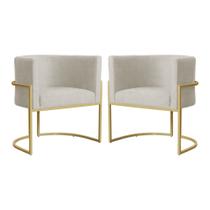 Kit 02 Poltronas Decorativa Luana Base em Metal Suede - MALTA DECOR