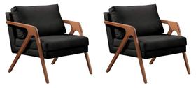 Kit 02 Poltronas Decorativa Mona Luxo Base De Madeira Maciça Sala Recepção Veludo Preto Eli Móveis e Decoração Kit 02 Poltronas Decorativa Mona Luxo Base De Madeira Maciça Sala Recepção Veludo Preto Eli Móveis e Decoração