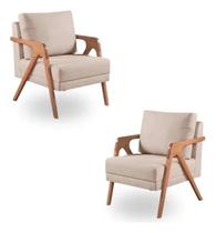 Kit 02 Poltronas Decorativa Mona Luxo Madeira Para Sala Recepção Escritório Veludo Bege Lupesa Móveis Ltda Kit 02 Poltronas Decorativa Mona Luxo Madeira Para Sala Recepção Escritório Veludo Bege Lupesa Móveis Ltda