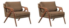 Kit 02 Poltronas Decorativa Mona Luxo Madeira Para Sala Recepção Escritório Veludo Marrom Lupesa Móveis Ltda Kit 02 Poltronas Decorativa Mona Luxo Madeira Para Sala Recepção Escritório Veludo Marrom Lupesa Móveis Ltda