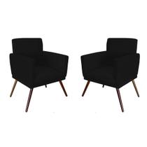 Kit 02 Poltronas Decorativa Nina Rodapé Suede Preto - SA Móveis Kit 02 Poltronas Decorativa Nina Rodapé Suede Preto - SA Móveis
