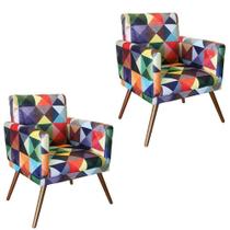 Kit 02 Poltronas Decorativa Nina Rodapé Suede Triangulo Colorido Kit 02 Poltronas Decorativa Nina Rodapé Suede Triangulo Colorido