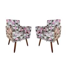 Kit 02 Poltronas Decorativa Nina Rodapé Suede Triangulo Rosa Kit 02 Poltronas Decorativa Nina Rodapé Suede Triangulo Rosa