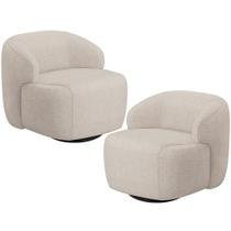 Kit 02 Poltronas Decorativa Orgânica Giratória Para Sala Living Barolo L06 Linho Bege - Lyam Decor
