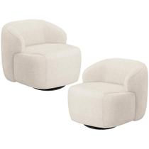 Kit 02 Poltronas Decorativa Orgânica Giratória Para Sala Living Barolo L06 Linho Mescla - Lyam Decor Kit 02 Poltronas Decorativa Orgânica Giratória Para Sala Living Barolo L06 Linho Mescla - Lyam Decor