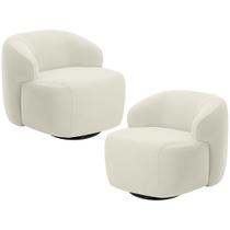 Kit 02 Poltronas Decorativa Orgânica Giratória Para Sala Living Barolo L06 Veludo Bege - Lyam Decor