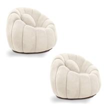 Kit 02 Poltronas Decorativa Orgânica para Sala Cloud Bouclê Bege E03 - D'Rossi Kit 02 Poltronas Decorativa Orgânica para Sala Cloud Bouclê Bege E03 - D'Rossi