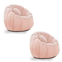 Kit 02 Poltronas Decorativa Orgânica para Sala Cloud Bouclê Rosê E03 - D'Rossi Kit 02 Poltronas Decorativa Orgânica para Sala Cloud Bouclê Rosê E03 - D'Rossi