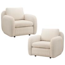 Kit 02 Poltronas Decorativa Orgânica Sala de Estar Living Eliot F04 Linho Tramado Creme - Lyam Decor Kit 02 Poltronas Decorativa Orgânica Sala de Estar Living Eliot F04 Linho Tramado Creme - Lyam Decor