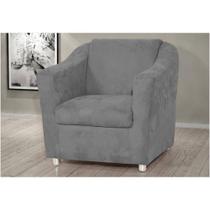 Kit 02 Poltronas Decorativa Para Escritório E Sala De Estar Tilla Tecido Suede Cinza