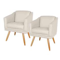 Kit 02 Poltronas Decorativa Para Recepção Escritório Salão Beleza Sala Estar Retro San Diego