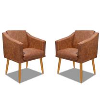 Kit 02 Poltronas Decorativa Para Recepção Escritório Salão Beleza Sala Retro San Diego - material sintético Whisky Kit 02 Poltronas Decorativa Para Recepção Escritório Salão Beleza Sala Retro San Diego - material sintético Whisky