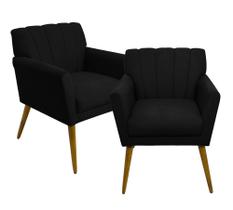Kit 02 Poltronas Decorativa Para Recepção Escritório Salão Sala Clinica Estética Iza - Sued Preto