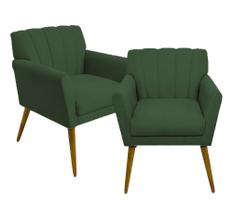 Kit 02 Poltronas Decorativa Para Recepção Escritório Salão Sala Clinica Estética Iza - Sued Verde
