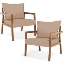 Kit 02 Poltronas Decorativa Para Sala De Estar Alícia B04 Linho Bege Escuro Kit 02 Poltronas Decorativa Para Sala De Estar Alícia B04 Linho Bege Escuro