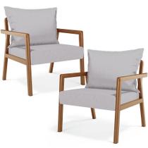 Kit 02 Poltronas Decorativa Para Sala de Estar Alícia B04 Linho Cinza - Lyam Decor
