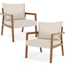 Kit 02 Poltronas Decorativa Para Sala de Estar Alícia B04 Linho Cru - Lyam Decor