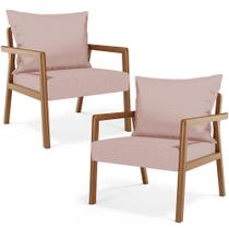 Kit 02 Poltronas Decorativa Para Sala de Estar Alícia B04 Linho Rosê - Lyam Decor