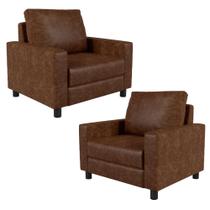 Kit 02 Poltronas Decorativa Para Sala De Estar E Recepção Malta L02 material sintético Marrom - Lyam Decor Kit 02 Poltronas Decorativa Para Sala De Estar E Recepção Malta L02 material sintético Marrom - Lyam Decor