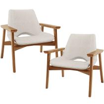 Kit 02 Poltronas Decorativa Para Sala de Estar Living Base Madeira Becker L02 Linho Cru - Lyam Decor Kit 02 Poltronas Decorativa Para Sala de Estar Living Base Madeira Becker L02 Linho Cru - Lyam Decor