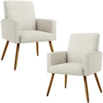 Kit 02 Poltronas Decorativa Para Sala De Estar Maria W01 Pés Palito Linho Champagne - Lyam Decor Kit 02 Poltronas Decorativa Para Sala De Estar Maria W01 Pés Palito Linho Champagne - Lyam Decor