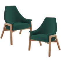 Kit 02 Poltronas Decorativa Para Sala de Estar Sakura L02 Bouclê Verde - Lyam Decor Kit 02 Poltronas Decorativa Para Sala de Estar Sakura L02 Bouclê Verde - Lyam Decor